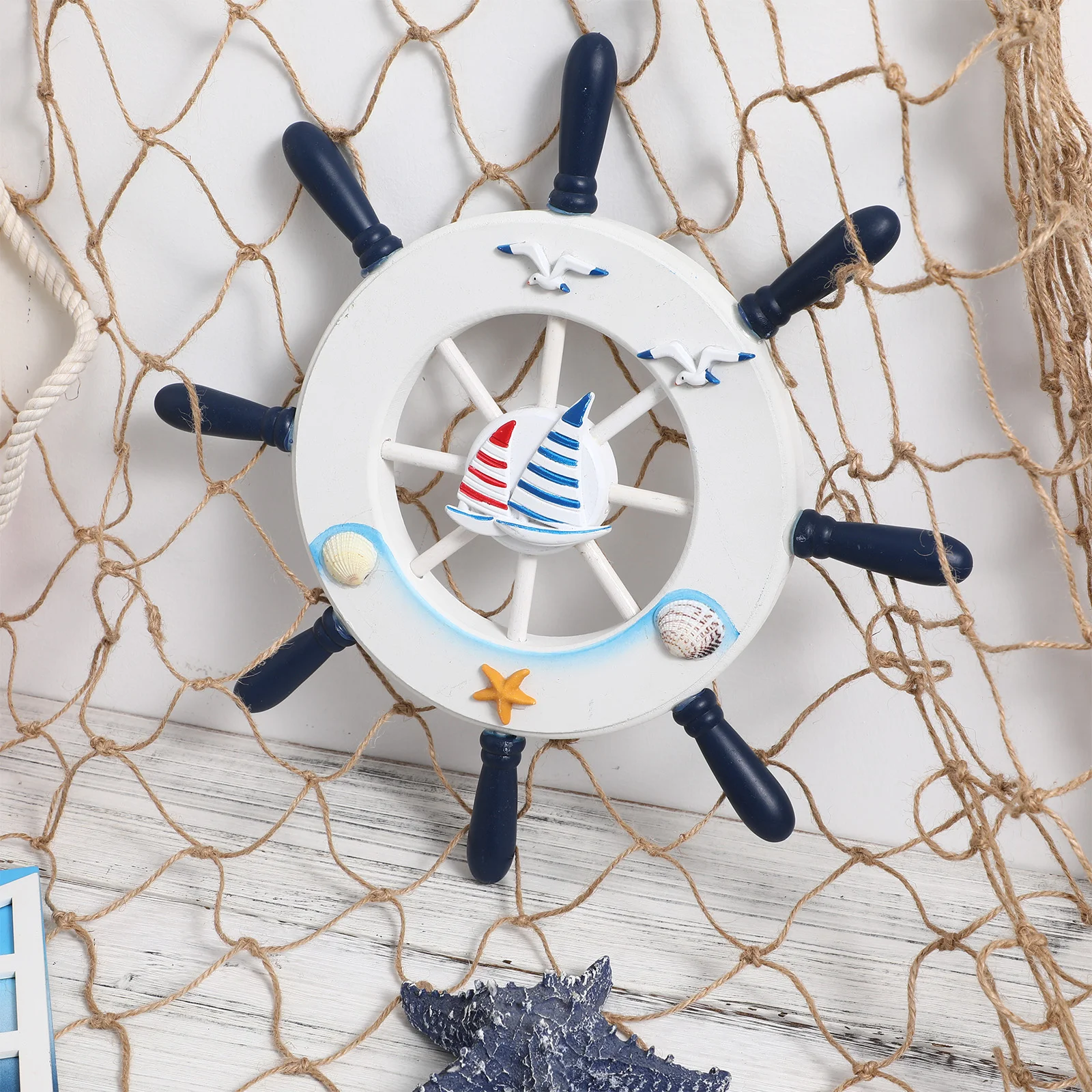 Classic Fish Net Design Mediterranean Style Decorative Fishing Net Wall Hanging Home Decor Wind Chimes Hanging Decorations For 2