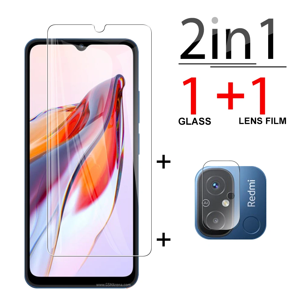

2 в 1 прозрачная защита для экрана объектива для Xiaomi Redmi 12C 4G 2023 прозрачное защитное стекло красное Mi11A redmi note 12S закаленное стекло
