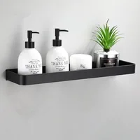 Black Bathroom Shelf Bath Shower Shelf Aluminum Bathroom Corner shelf Wall Mounted Black Aluminum Kitchen Storage holder 1