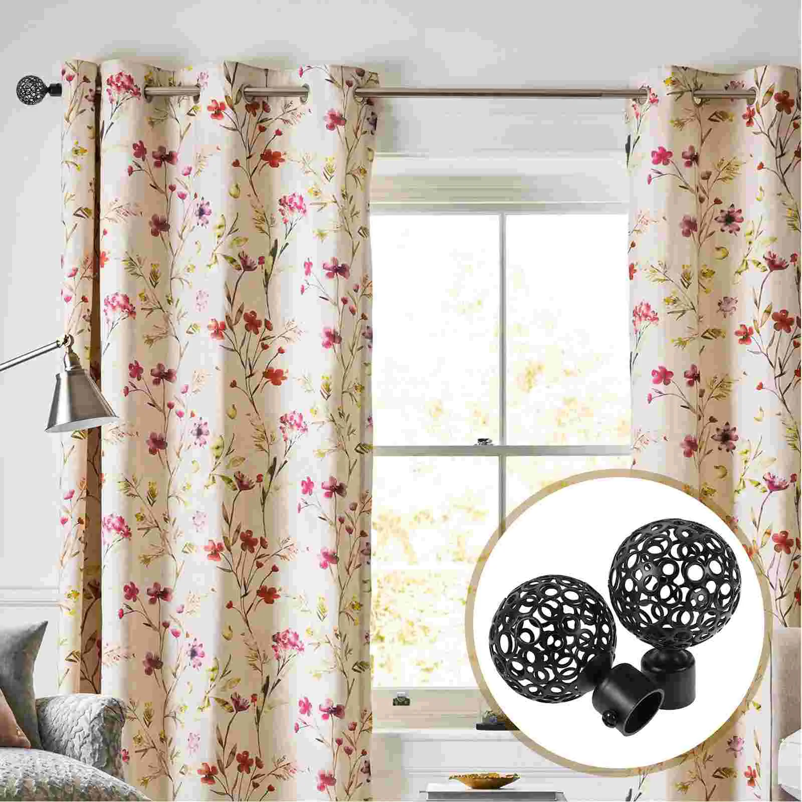 2 Pcs Curtain Rod Accessories Handy Long Use Unique Shape Home Decoration Curtain Rod End Finials Knobs Brown Window