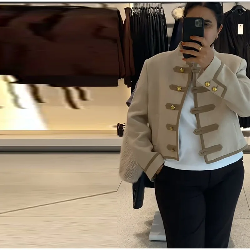 Strap Flap Pocketed Stand Collar Jacket Tailored Fit Buttoned 2025 Autumn Edgy Chic Women Outerwear Fashion Elegant Lady Coat 27 S7e0126f4954e44eaaf714dec5c31e5d6f