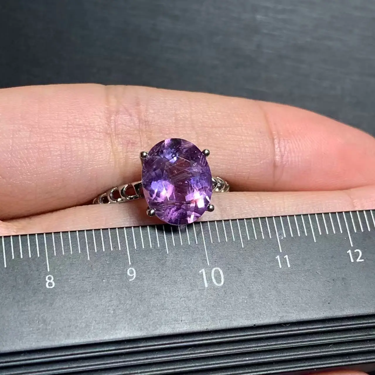 Natural Amethyst Ring Stone Female Handmade Rings Jewelry for Women Gift Purple Flower