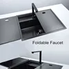 Invisible sink  single tank with cover under counter handmade nano black hidden kitchen island   faucet 4