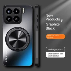 Matte Hard Magnetic Ring Stand Protective Back Cover Case for Mi 13T (Black)