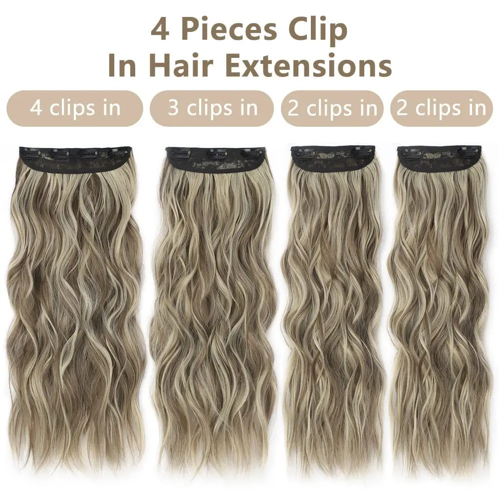 Synthetic Clips In Hair Extension For Women 4Pcs/Set Long Straight Hair Extension 11Clips In Thick Hairpiece For Girls Women