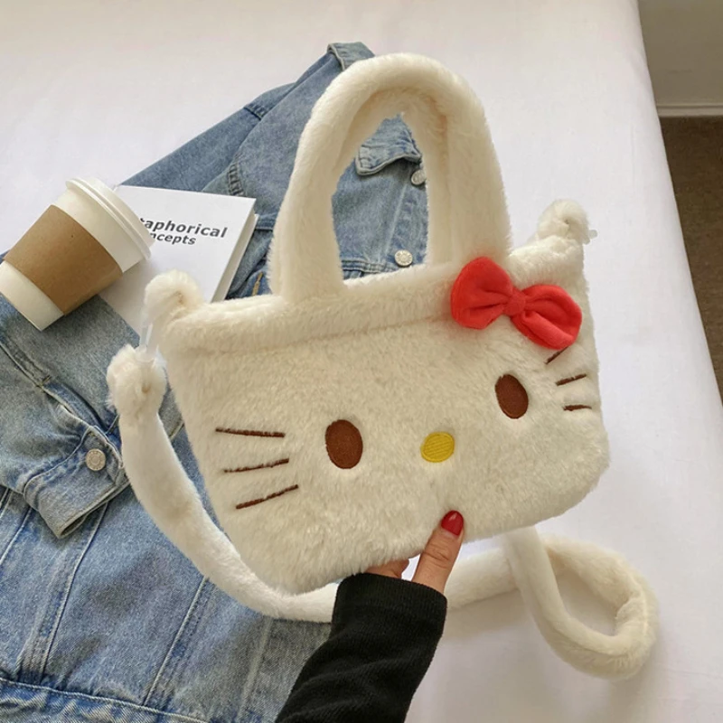 Sanrio Big Face Shaped Fluffy Crossbody Bag - Hello Kitty