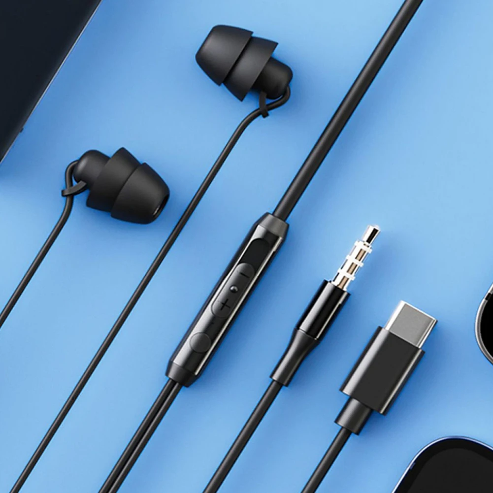 Silicone In-ear 3.5mm/Type-C Jack Wired Earphones Handsfree Sleep Headphones With Cable Earbuds In-line Control Headset With Mic 5