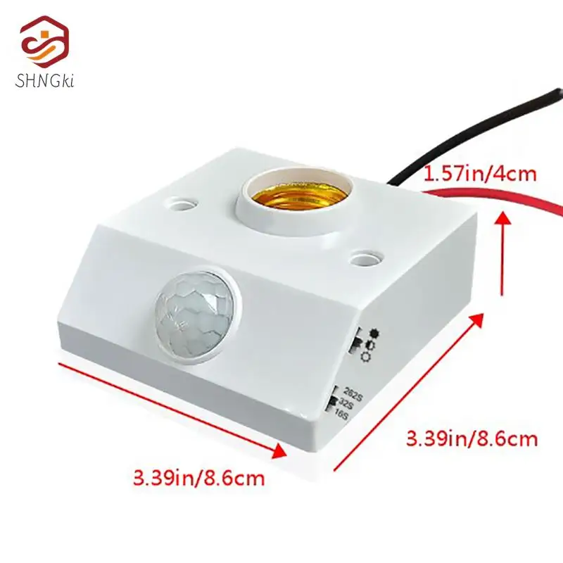 E27 Wall Lamp Holder Socket With PIR Motion Sensor Detector Body Infrared IR Switch E27 Base LED Light Bulb Socket AC 85V-265V