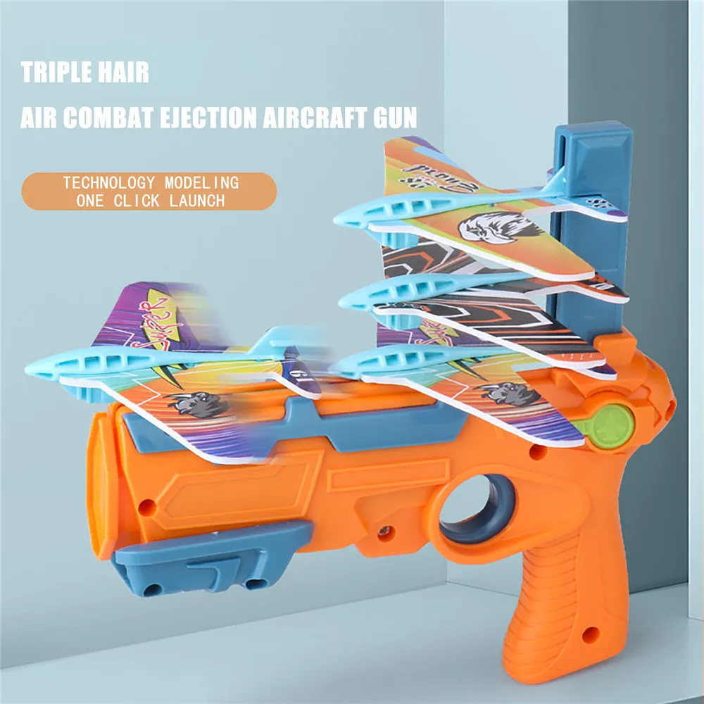 

Catapult Plane Gun Toys 3 Bursts Airplane Launcher Foam Glider For Children Boys Shooting Game Outdoor Sports Toys 3 Mini Planes