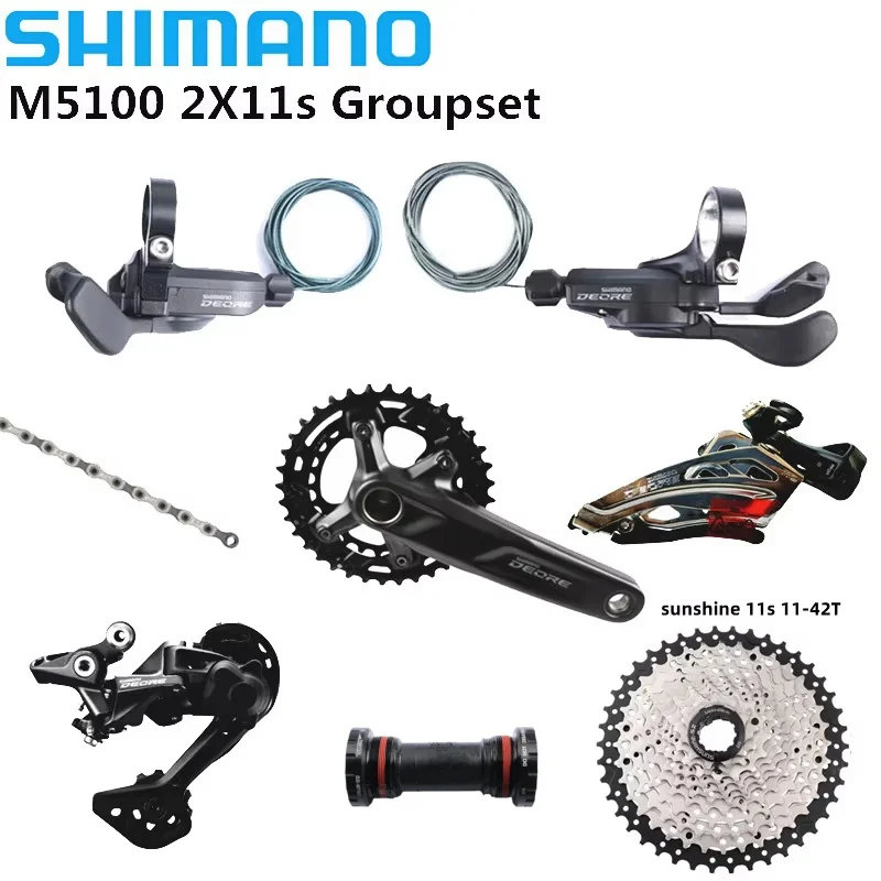 Shimano-deore m5100自転車クランクセット,2x11s mtb,170mm