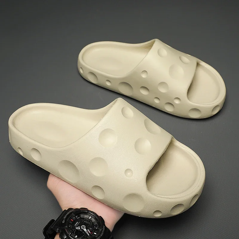 Moon Cheese Slippers Summer Casual Slippers Beach Sandal Men Slides EVA Outdoor Slippers for Water Sports Home Clogs Size 40-45