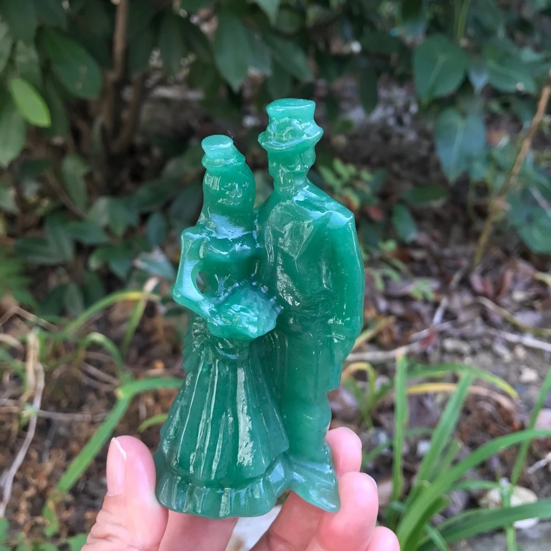 100mm Natural Green Dongling jade Gemstone Crystal Carving Ghost
