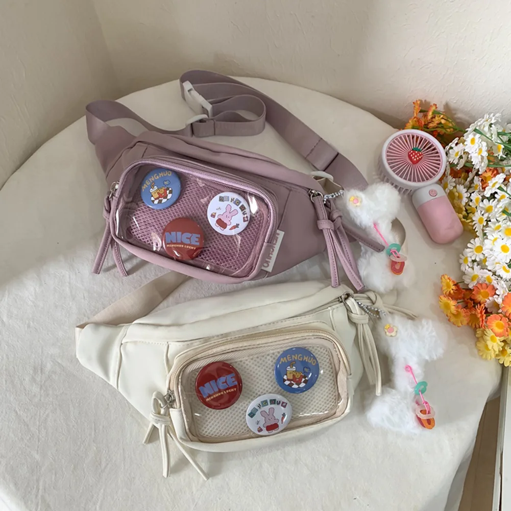 Ita Bag Fanny Pack Cute Crossbody Sling Bag Nylon PVC Belt Bag Chest Bag for Women Girls Teens
