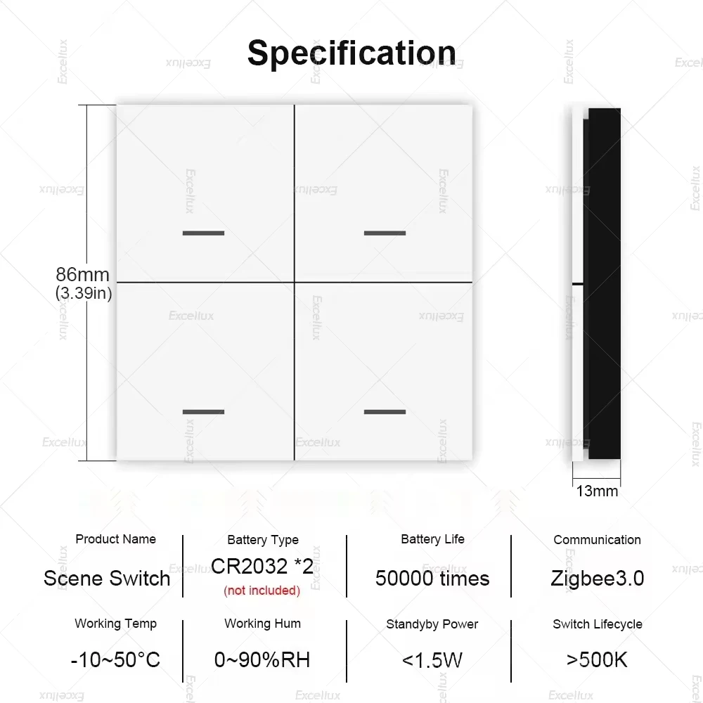 Description Picture 6 of itemZigbee 3.0 Wireless Smart Scene Switch Push Button 4 Gang 12 Modes Home Automation Scenario Controller Works With Home Assistant