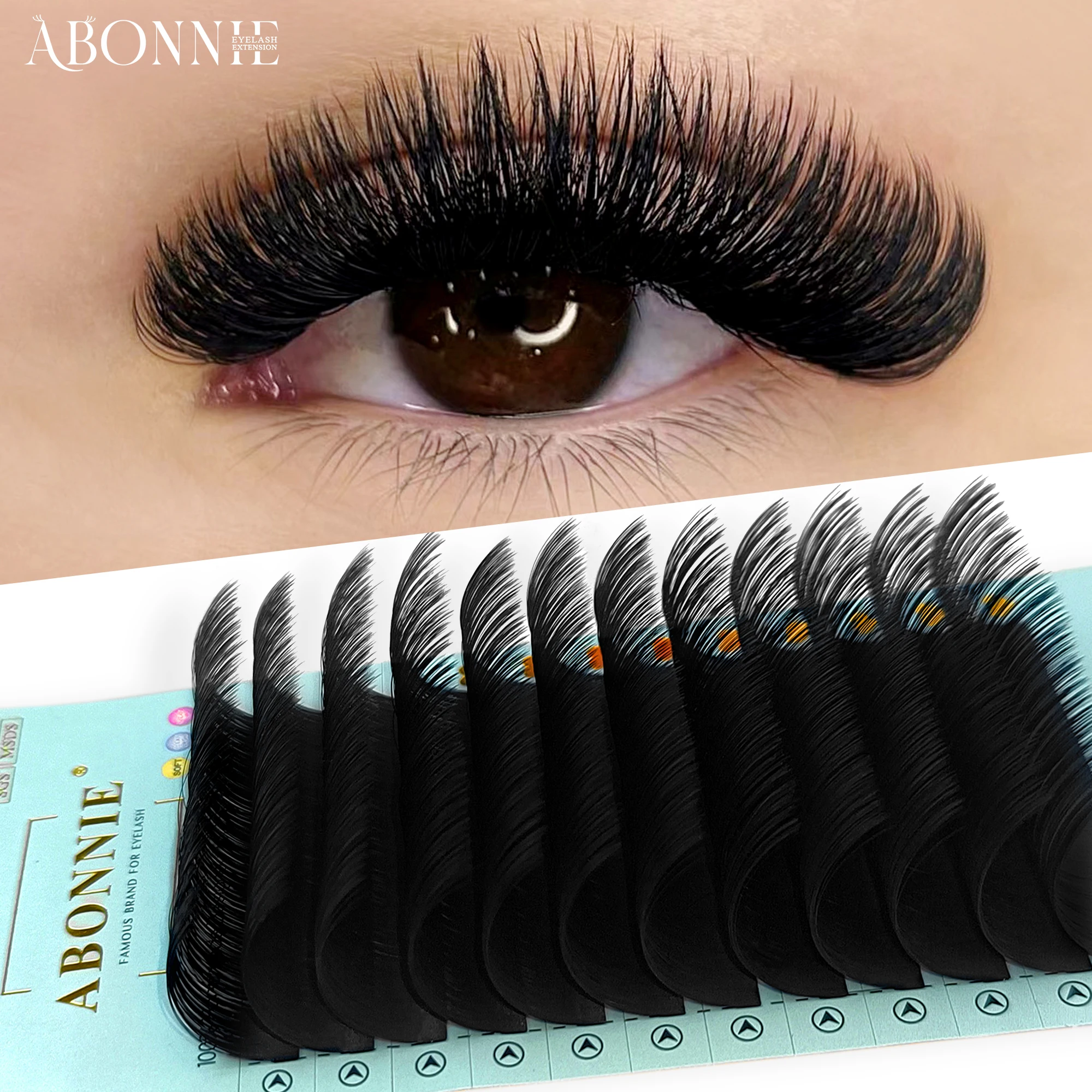 ABONNIE Cashmere Individual Eyelash Extension Classic Lashes Extensions Trays Matte Black Soft Mink False Eyelashes