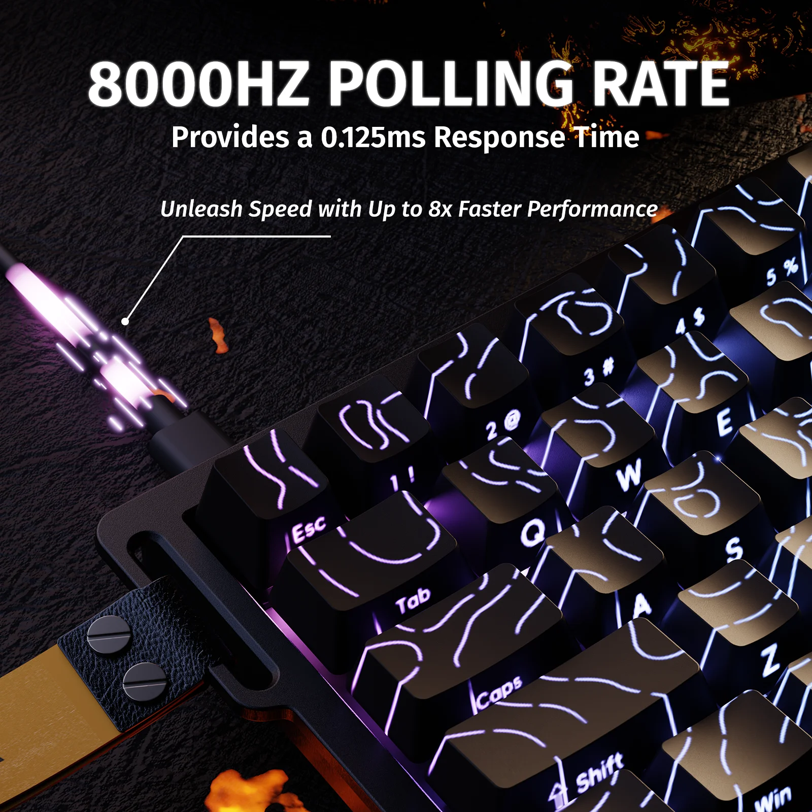 ATTACK SHARK X68 HE & R1 급속 트리거 게이밍 키보드 & 마우스 세트, 8000Hz 유선 RGB 키보드, 59g 슈퍼라이트 무선 마우스