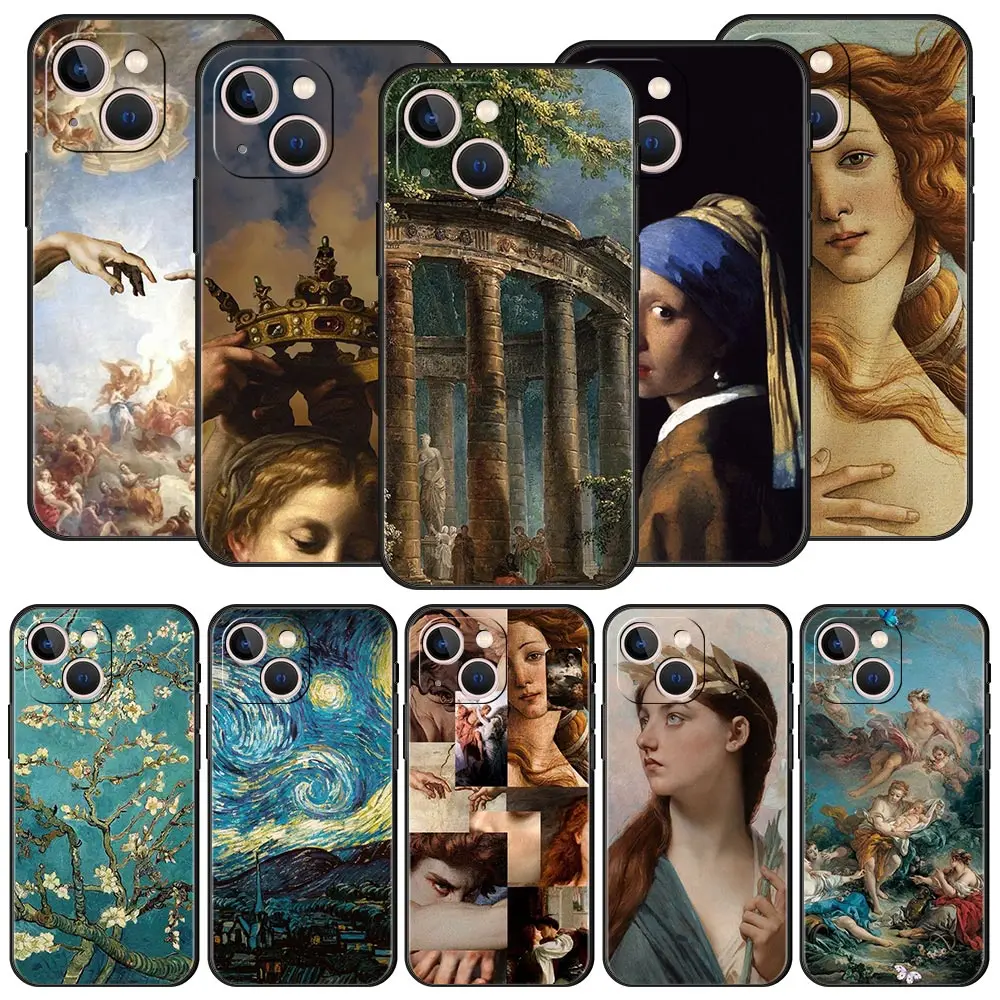 Luxury Black Soft Cover with Renaissance Art Design