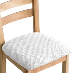 Premium Stretch Jacquard Dining Chair Slipcovers - Washable & Durable Upholstered Seat Covers (White)
