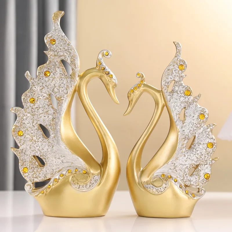 Creative Swan Statue for Home Decoration, Modern Art Sculpture, Wedding Gift Home Decoration, Jewelry Accessories, A Pair