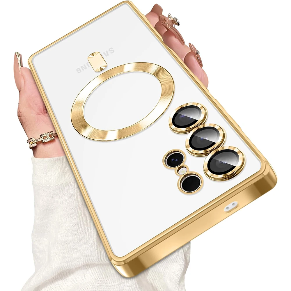 Luxury Magnetic Glitter Plating Silicone Phone Case - Clear and Soft Cover