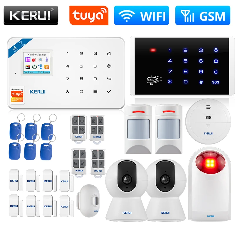 

KERUI WIFI GSM центральный блок сигнализации Панель W181 Охранная сигнализация система интеллектуальное управление через приложение с датчиком движения