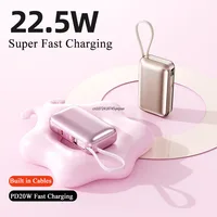 Mini batterie externe 10000mAh 22.5W PD20W, charge rapide bidirectionnelle, chargeur Portable, batterie externe, câbles intégrés, nouveau 1