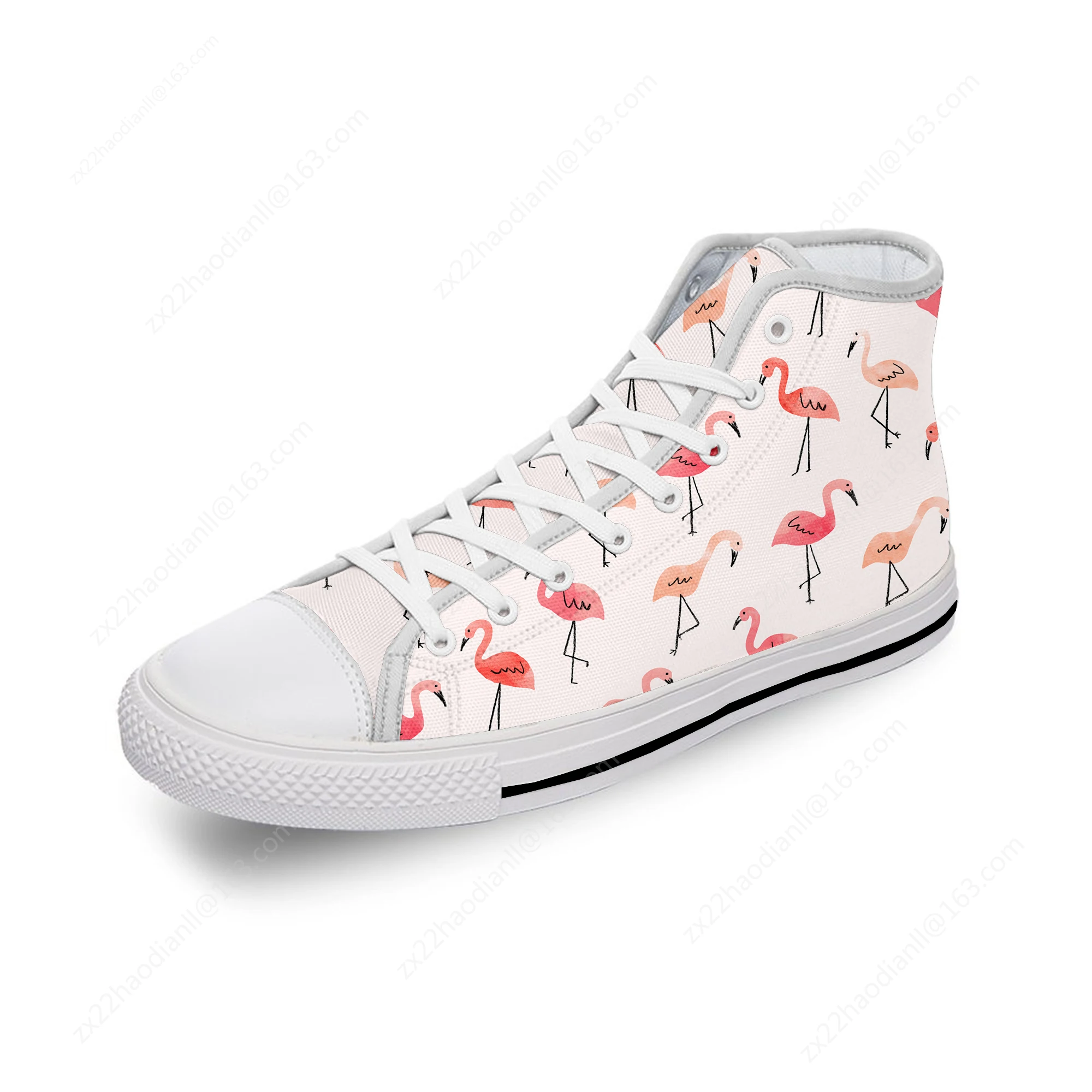 Flamingo Cartoon Aesthetic White Cloth Fashion 3D Print High Top Canvas Shoes Men Women Lightweight Breathable Sneakers