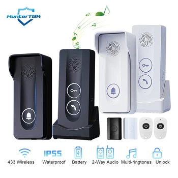Wireless Intercom Doorbell 1KM Long Range Hand Free 2-Way Audio Door Bell Remote Unlocking Waterproof Door Phone with Chime 1