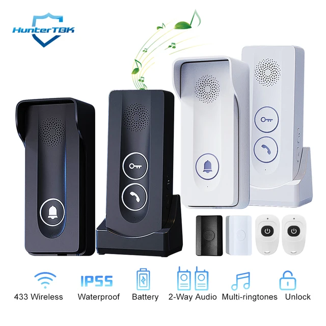 Wireless Intercom Doorbell 1KM Long Range Hand Free 2-Way Audio Door Bell Remote Unlocking Waterproof Door Phone with Chime 1