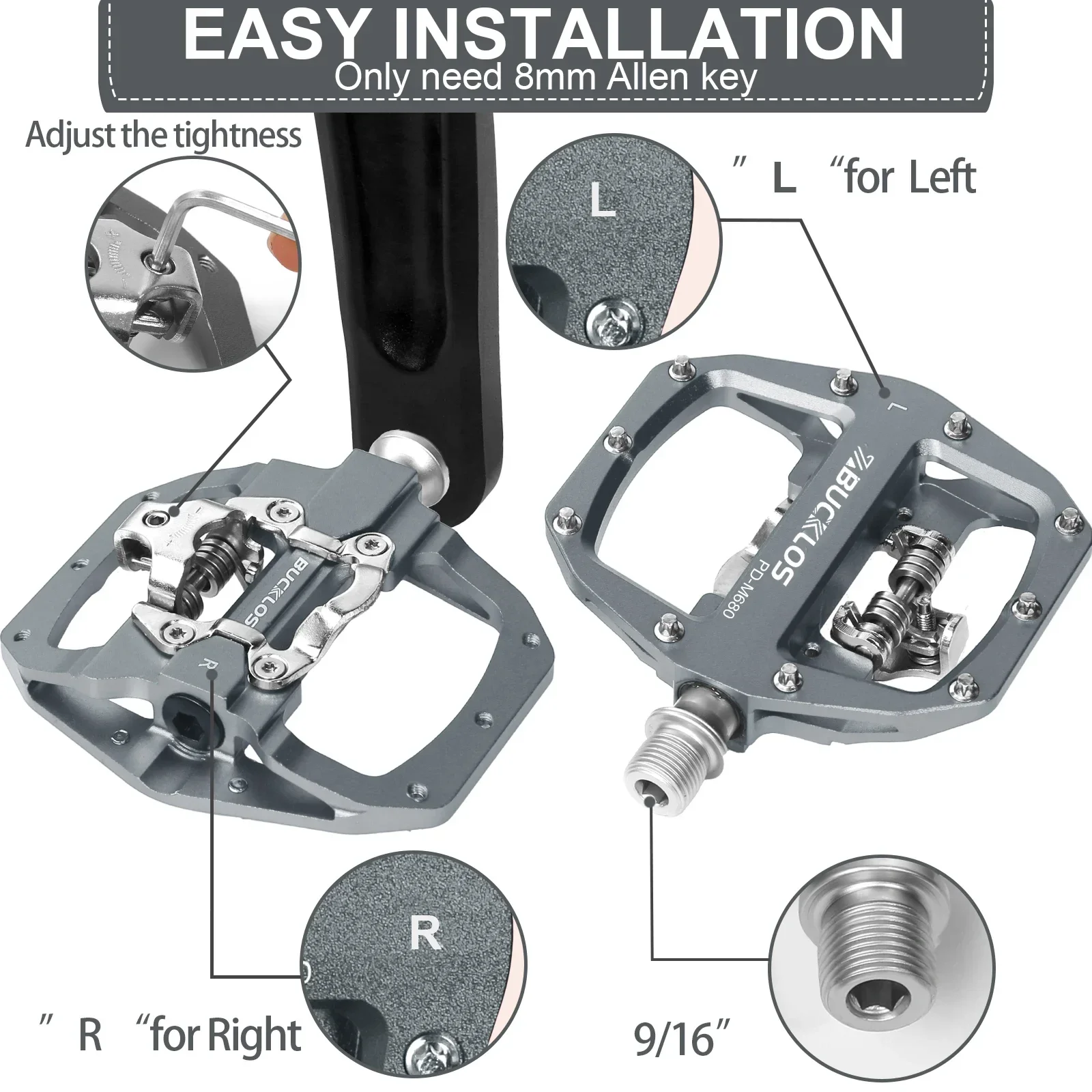 Funn Ripper2 Pédales Automatiques pour VTT, Pédales à Plateforme Compacte avec Double Fixation, Compatibles avec Cales SPD, Axe CrMo 9/16 (Noir