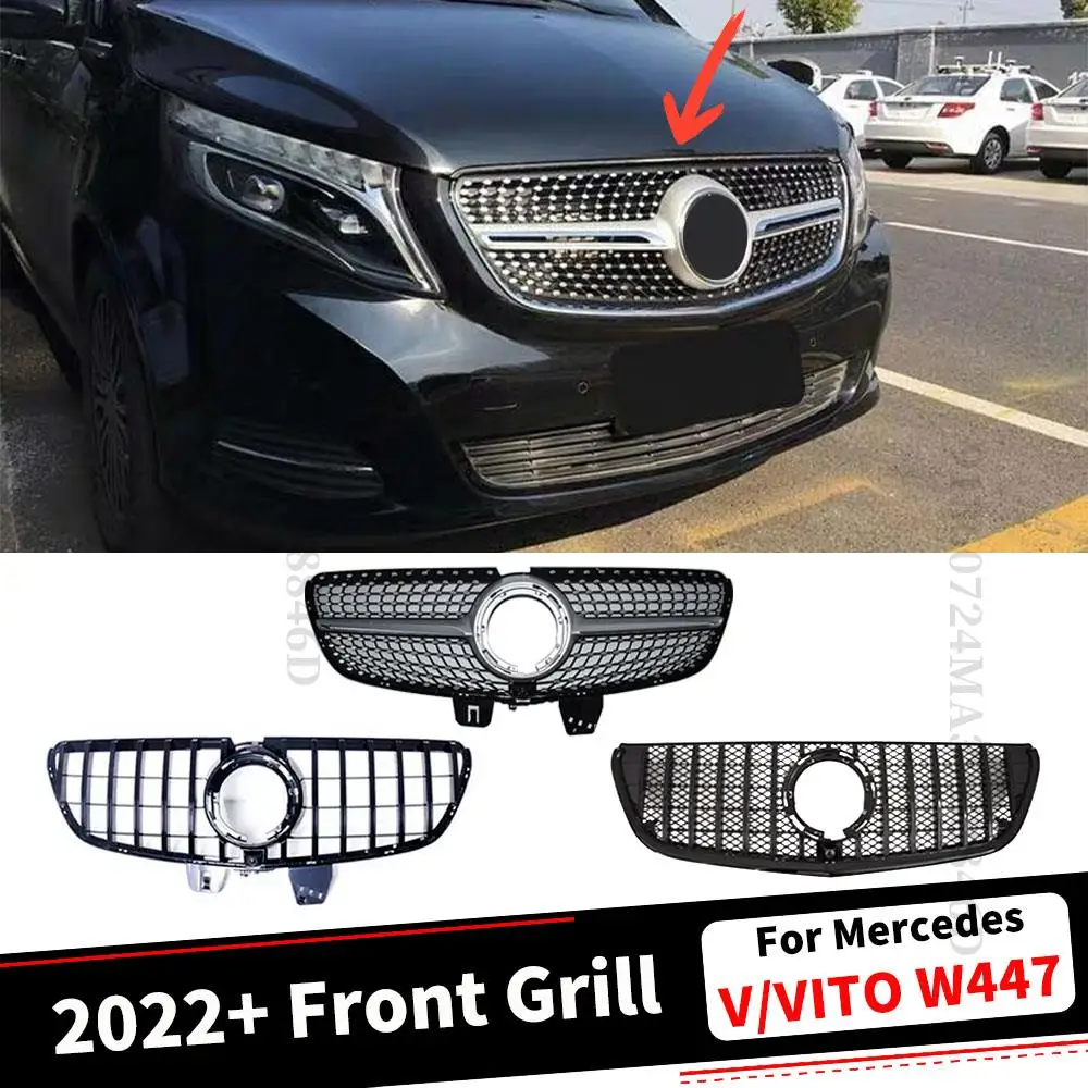 

Front Hood Grille Racing Bumper Grill GT Diamond Tuning Accessories For Mercedes Benz Vito V W447 V250 V260 Replacement 2020+
