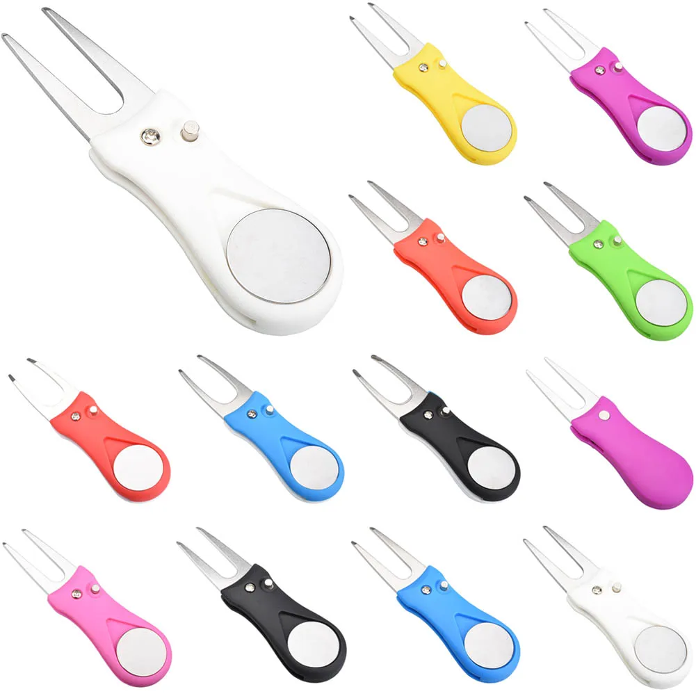 1pcs Golf Divot Repair Tools With Ball Marker Pitch Mark Fork Golf Pitchfork Golf Accessories Putting Fork Golf Training