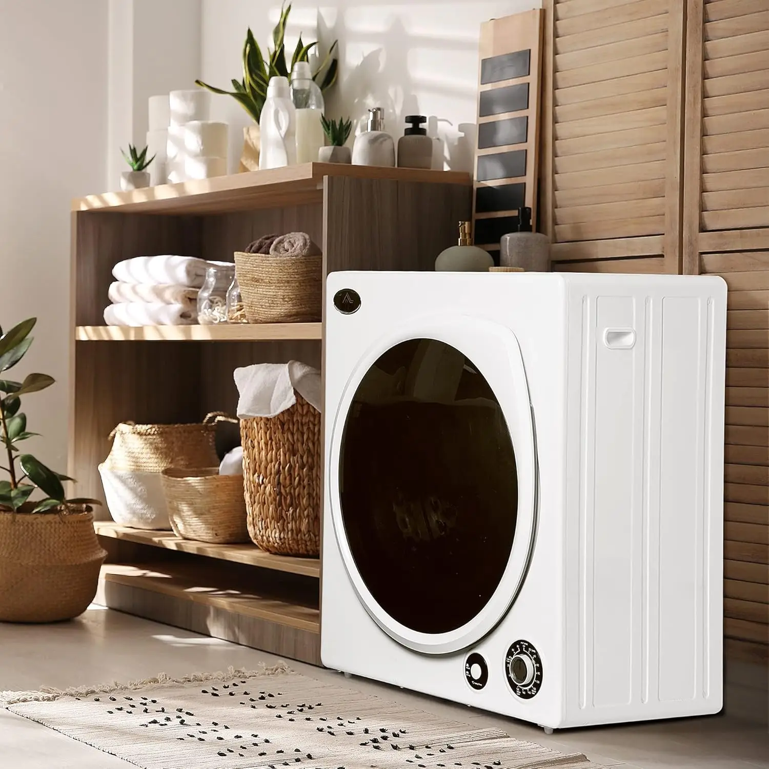 Automatic Dryer Machine 1350W 3.22 Cu. Ft. Portable Clothes Dryer 5 Drying Modes Stainless Steel Tub for Apartment