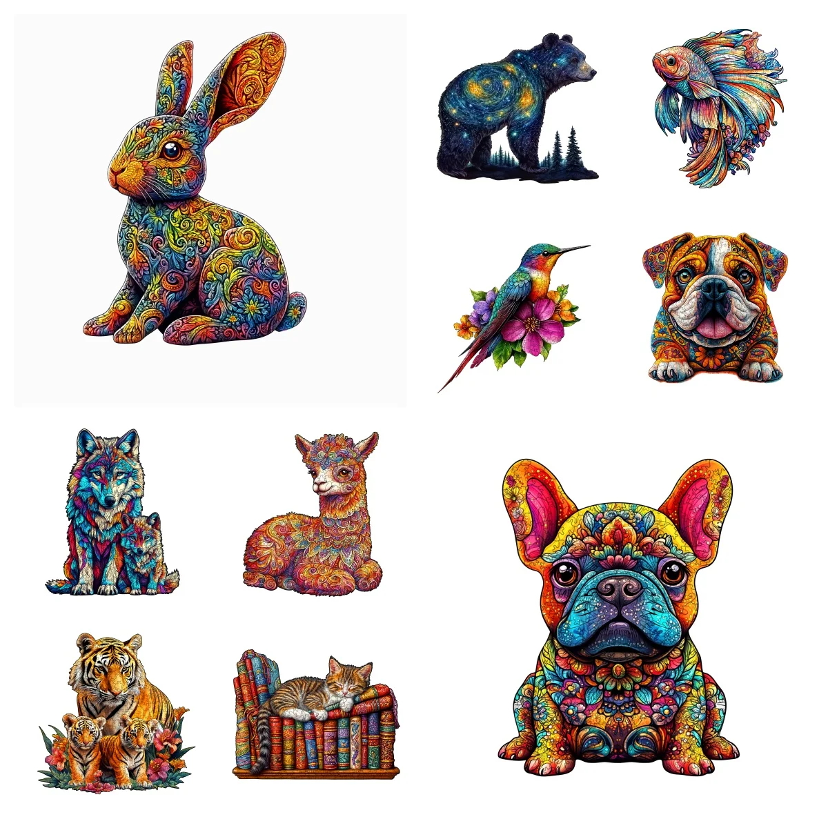 Fish Rabbit Bear Bird Dog Animal Wooden Puzzle Adolescent Adult Stress Relief Toys Irregular Animal Shapes Holiday Birthday Gift jigsaw puzzles wooden jigsaw puzzles wooden puzzle toys educational puzzles mini jigsaw puzzle