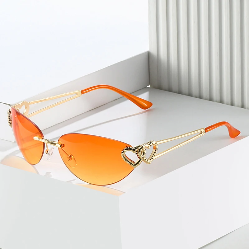 

Punk Sports Sunglasses Women Fashion Rimless 2000'S Gradient Y2K Sun Glasses Shades Eyewear Trends Brand Goggles Unisex