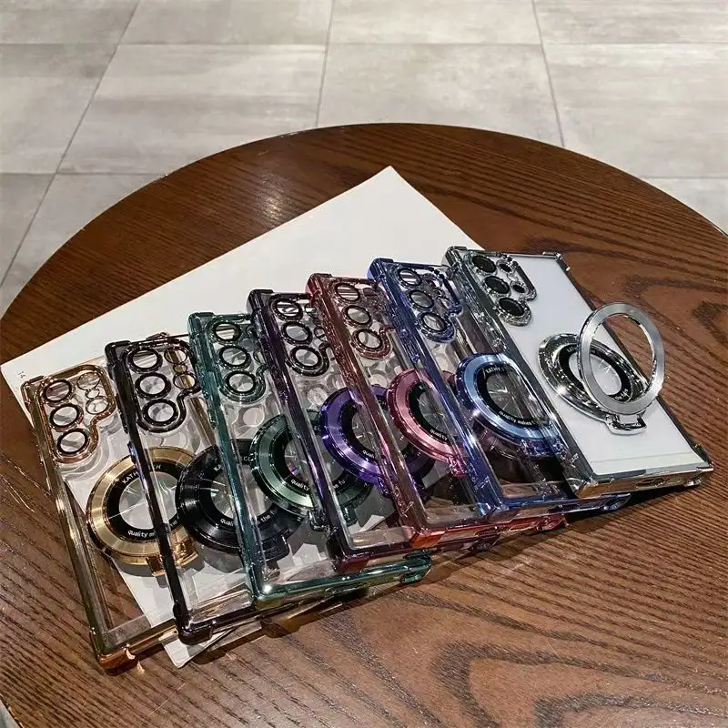 Transparent Electroplated Magnetic Stand Case Cover For Samsung Galaxy S26 S25 S24 S23 S22 S21 Ultra Plus FE A36 A35 A55 A54 A53 - Image 6