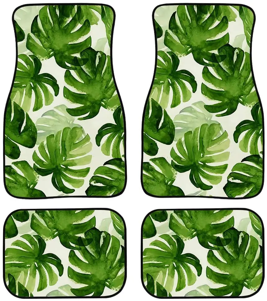 Chaqlin Customized Floor Car Mat Summer Green Leaves Universal Fit Car