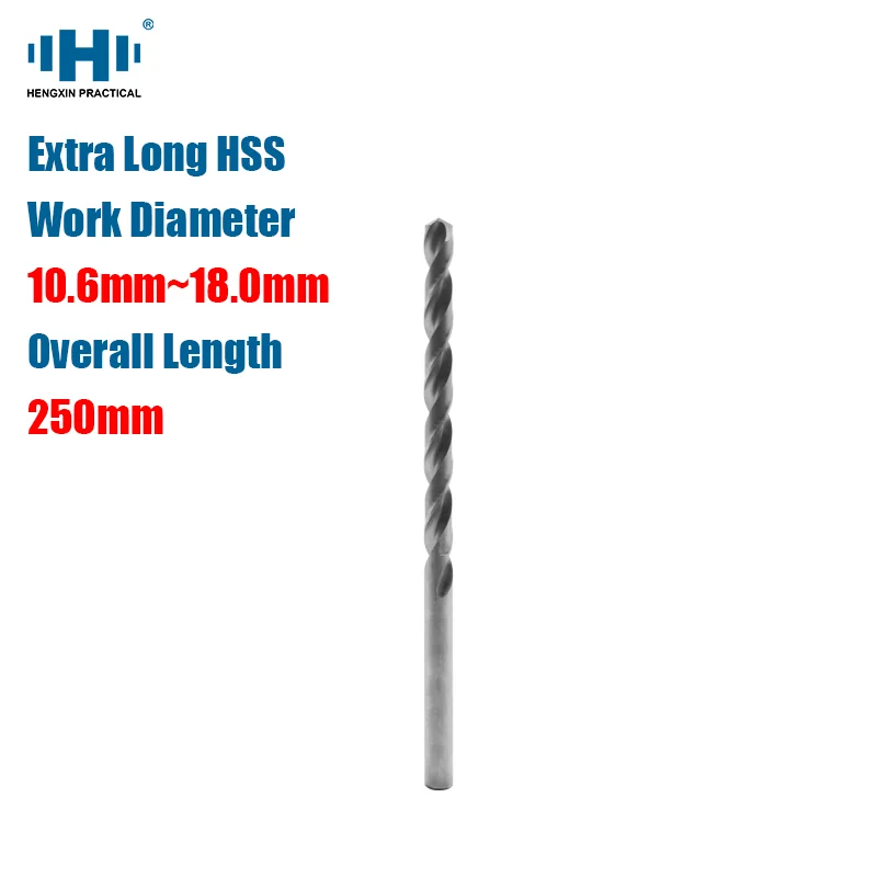 

250mm Extended Long HSS High Speed Steel 10.6mm-18mm Dia Drill Bit for Aluminum Iron Metal Plastic Wood Hole Opener Tools