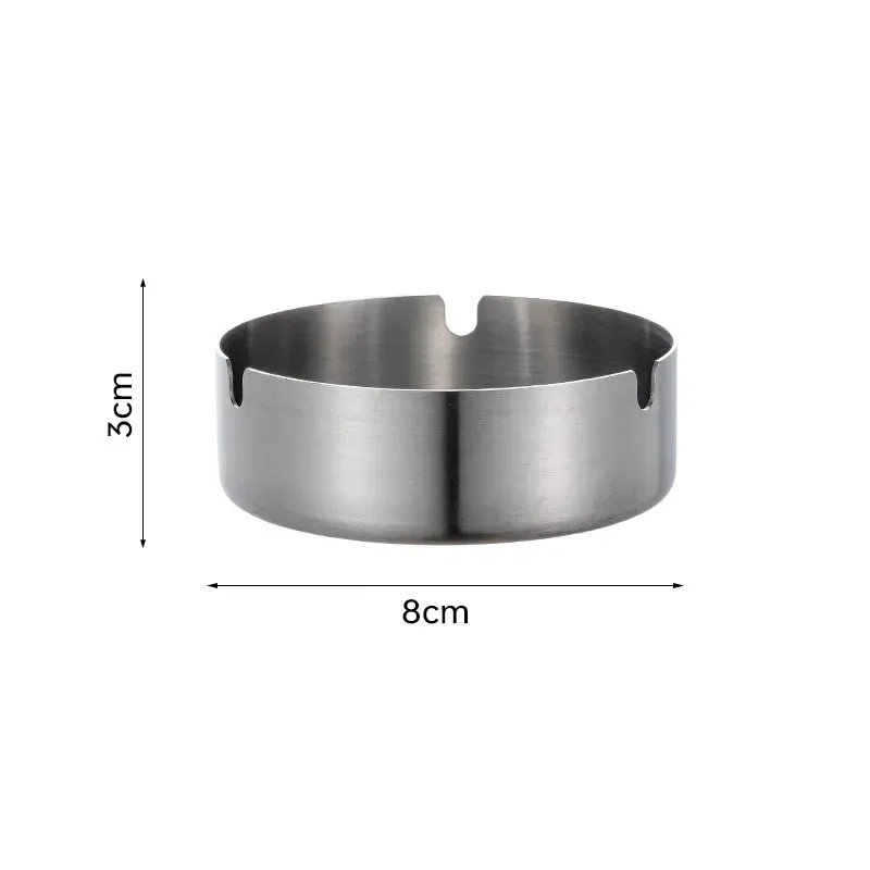 8CM Round Stainless Steel Cigarette Ashtray Portable Tabletop Silver Metal Ash Tray For Smoker Fly Ash Proof Home Decoration portable ashtray,cigarettes ashtray,stainless steel ashtray,metal ashtray