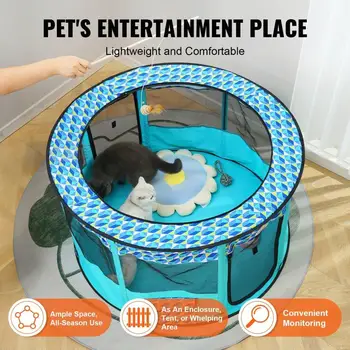 44'' Portable Foldable Pet Playpen - Waterproof for indoor /Outdoor Dog Crate with Removable Zipper for Dogs, Cats & Puppies 4