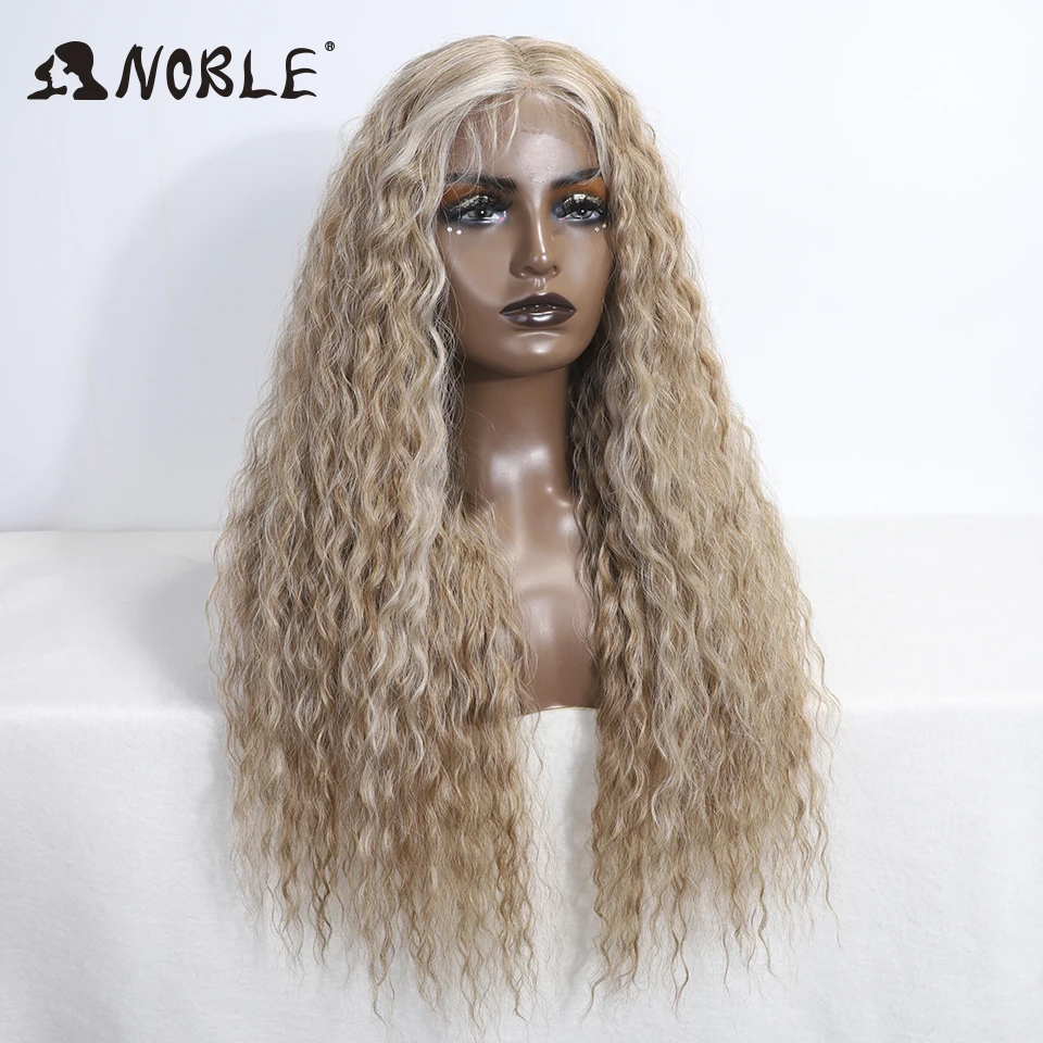 Noble Lace Front Wig Cosplay Curly Wig 30 Inch Lace Part Baby Hair For Women Blonde Synthetic Front