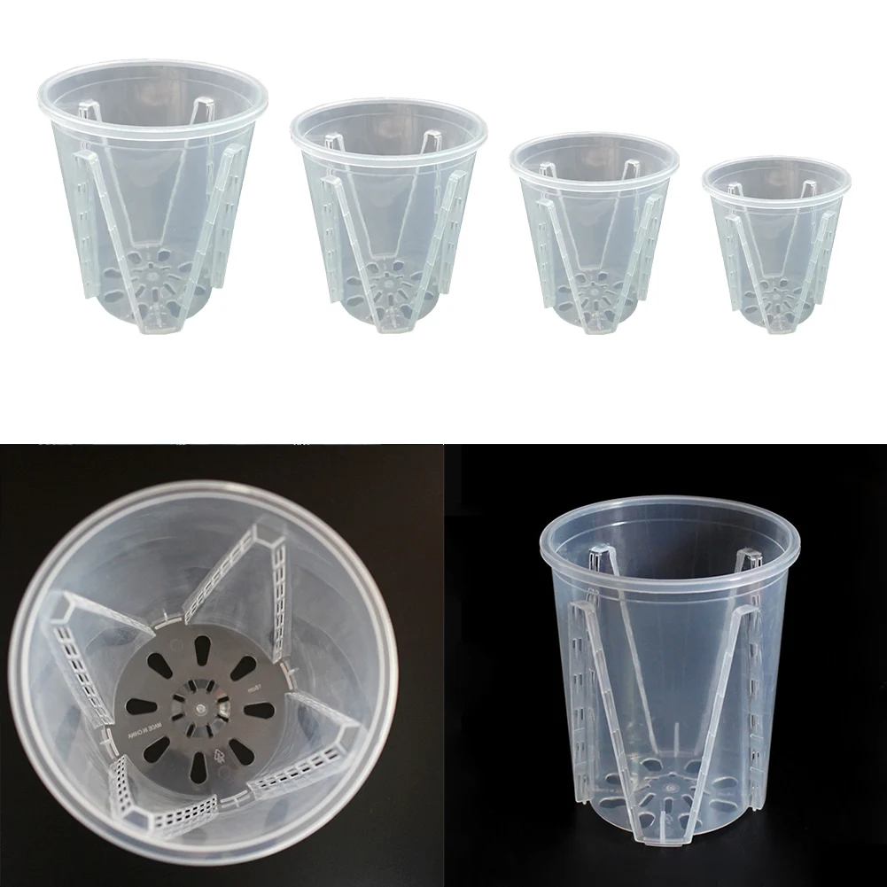 1Pc Clear Plastic Orchid Pots Breathable Orchid Planters Plant Nursery Pots For Indoor Outdoor Plants Garden Balcony Desktop Dec