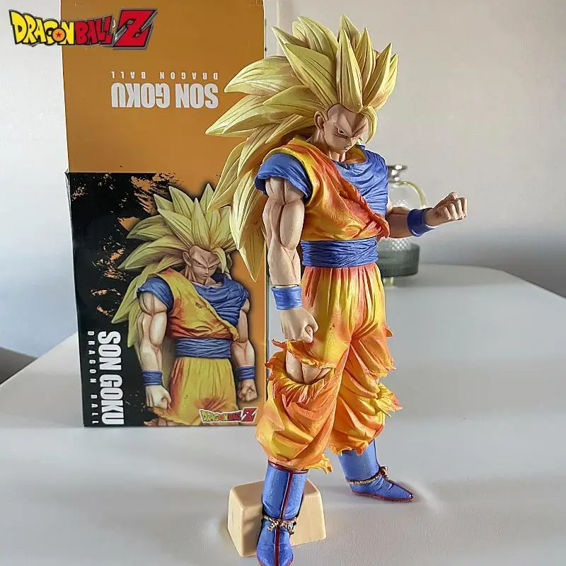 

32cm dragon ball Z Goku Figure Ssj3 Dbz Super Saiyan 3 Anime Figures Pvc Statue 2 Arms Action Figurine Model Halloween Gift Toy