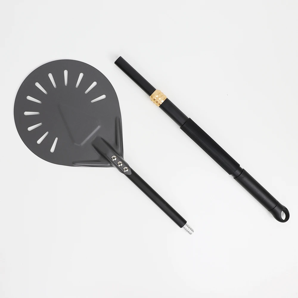 Adjustable Pizza Peel Turning Hard Anodized Paddle Round Pizza Baking Tools Long Handle Aluminum Shovel Nonstick Kitchen