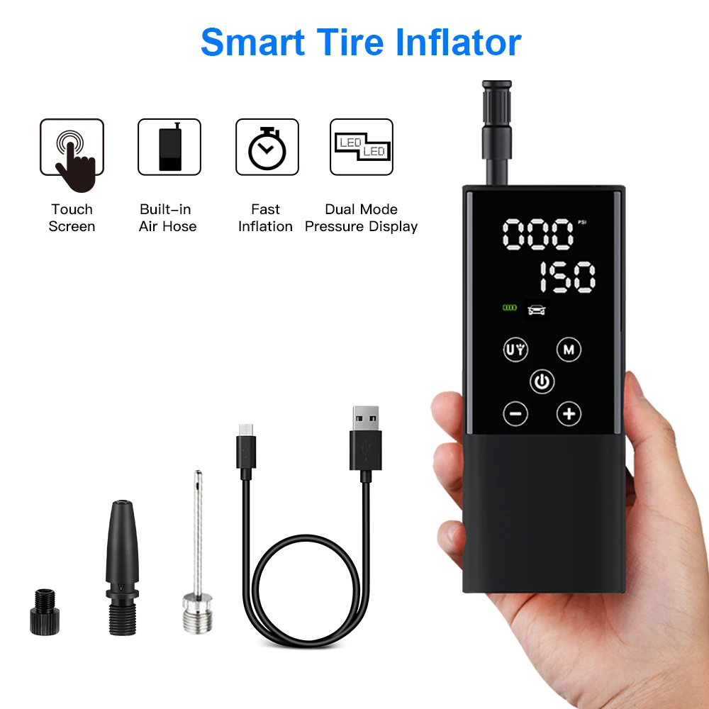 

Full Touch Screen Portable Air Pump, 150 PSI Air Compressor Tire Inflator for Car Truck Bike Motorcycle