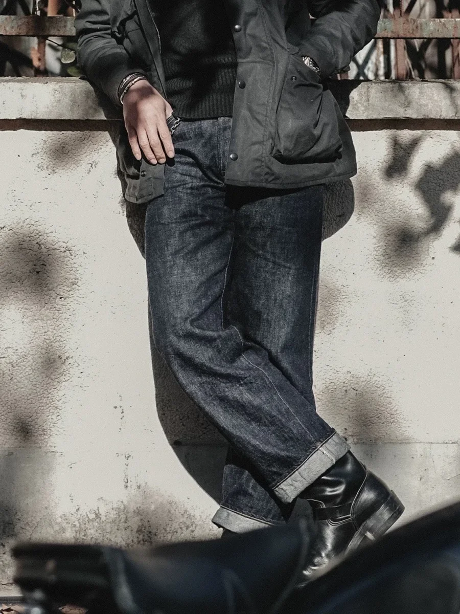 Rugged Bronson 1955 Model Raw Denim Waist Overalls 55801XX Selvedge Jeans Men 55501 2