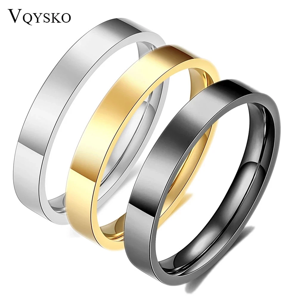 VQYSKO 3mm Gold Color Filled Rings for Women Girls Stacking