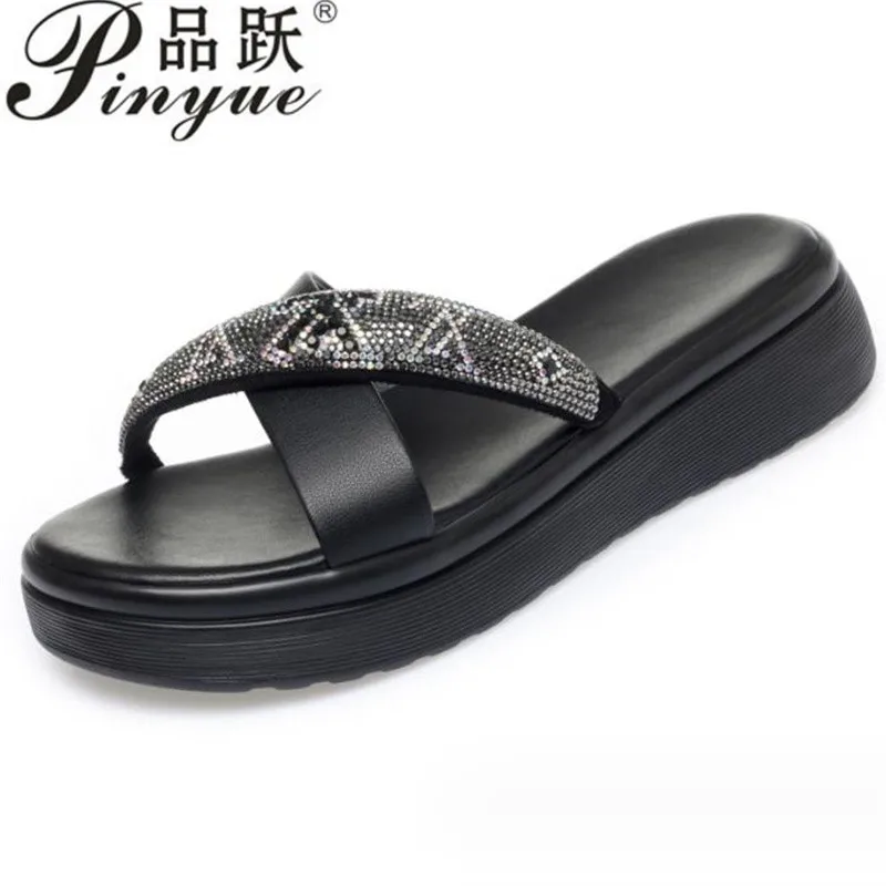 

4cm Female Casual Slingbacks Sandals Glitter PU Wedge Platform Comfortable Sandals for Women Summer Wedge Slippers 35 40