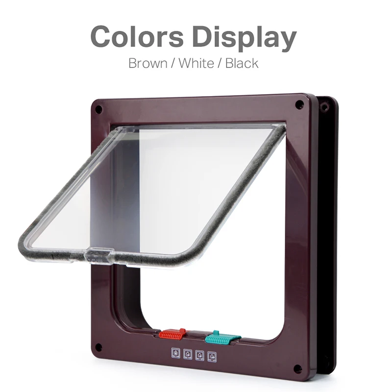 Smart Pet Door 4 Way Locking Security Lock ABS Plastic Dog Cat Flap Door Controllable Switch Direction Doors Small Pet Supplie