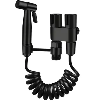 สุขอนามัยฝักบัวสําหรับห้องน้ํา Bidet ฝักบัวมือ Double Outlet วาล์วมุมชุดอุปกรณ์ห้องน้ํา Bidet Toilet Seat 8